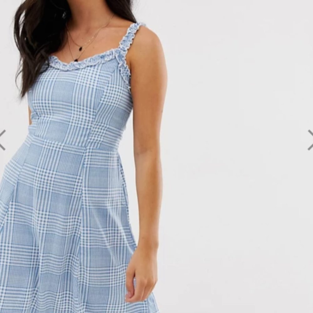 New Look sundress with ruffle edge in check